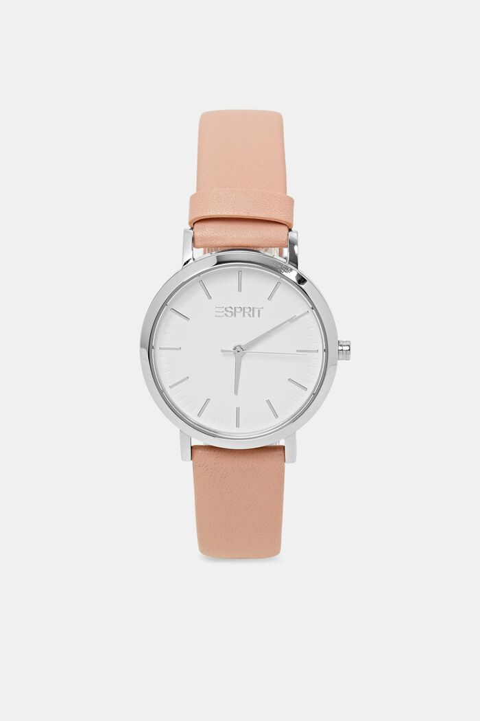 Stainless Steel Leather Strap Watch, ROSE, detail image number 0