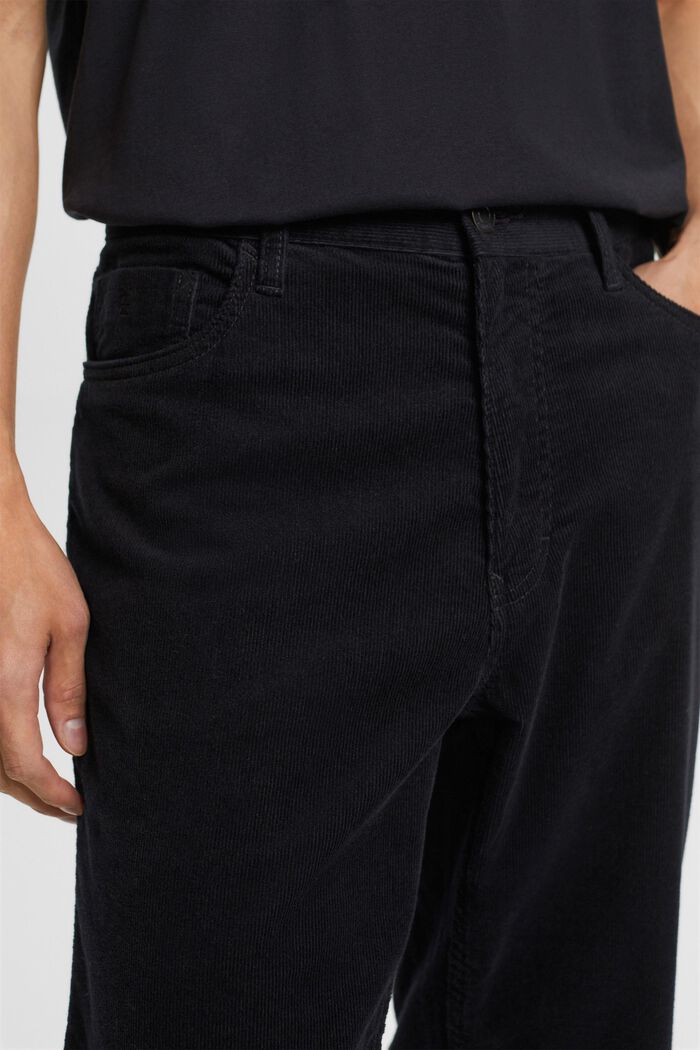 Straight Fit Corduroy Trousers, BLACK, detail image number 2
