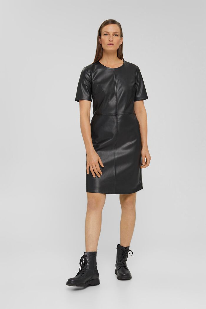 Faux leather sheath dress, BLACK, detail image number 5