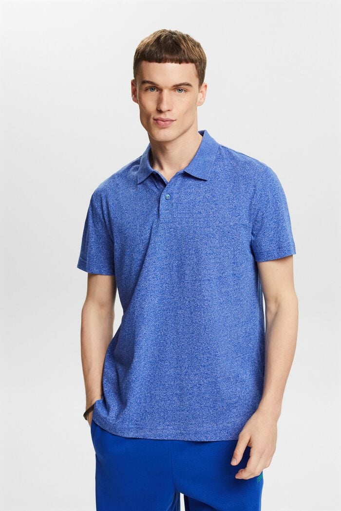 Melange Polo Shirt, BRIGHT BLUE, detail image number 0