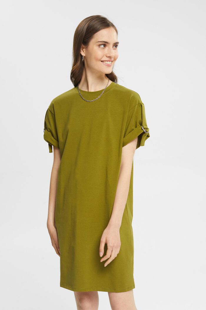 T-shirt dress with buckles, OLIVE, detail image number 1