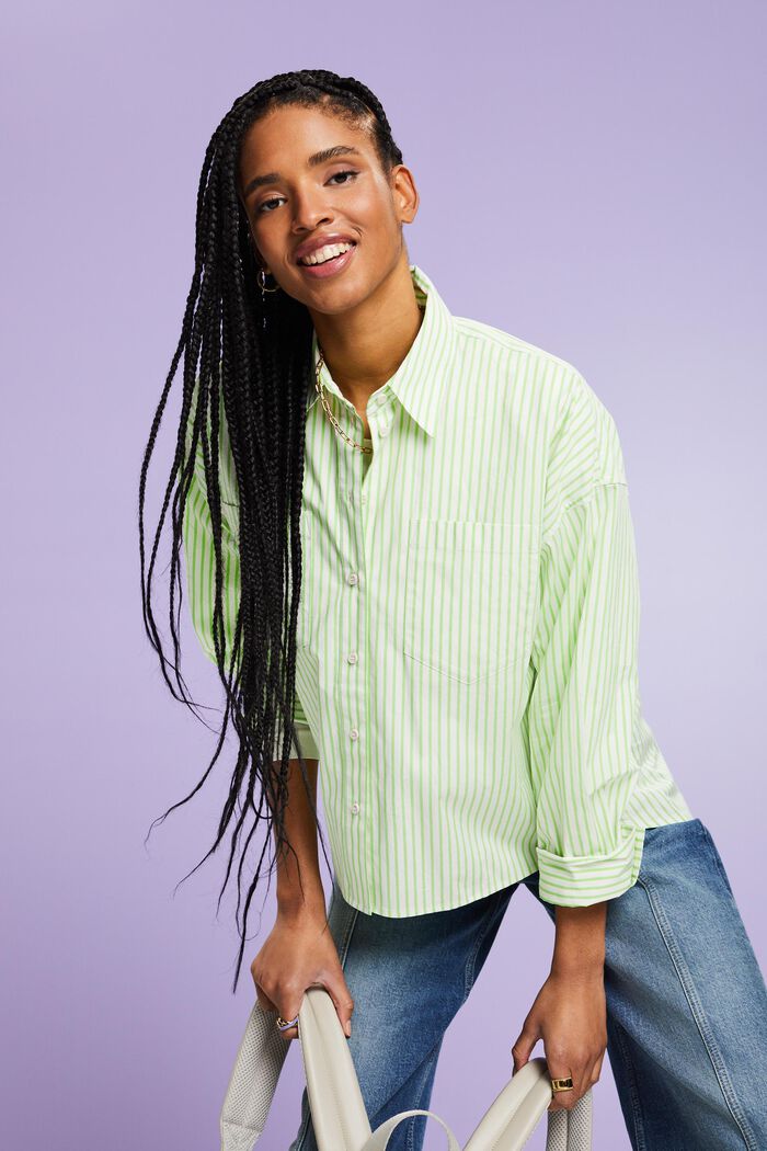 Striped Button-Down Shirt, GREEN, detail image number 0