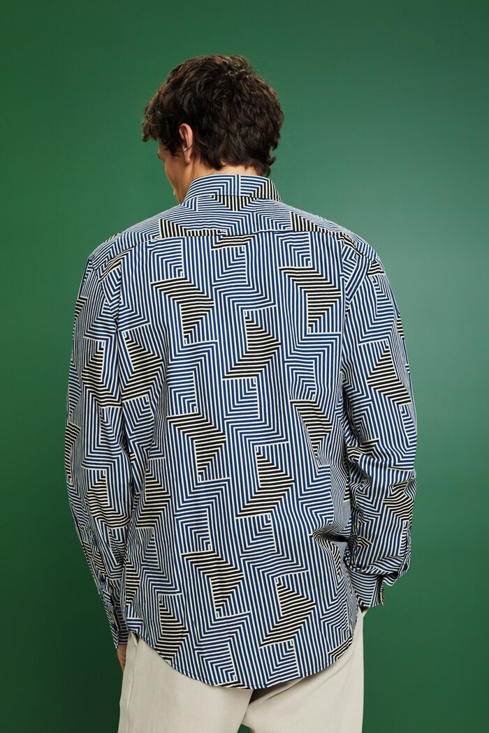 Geometric Print Regular Fit Shirt, BRIGHT BLUE, detail image number 2