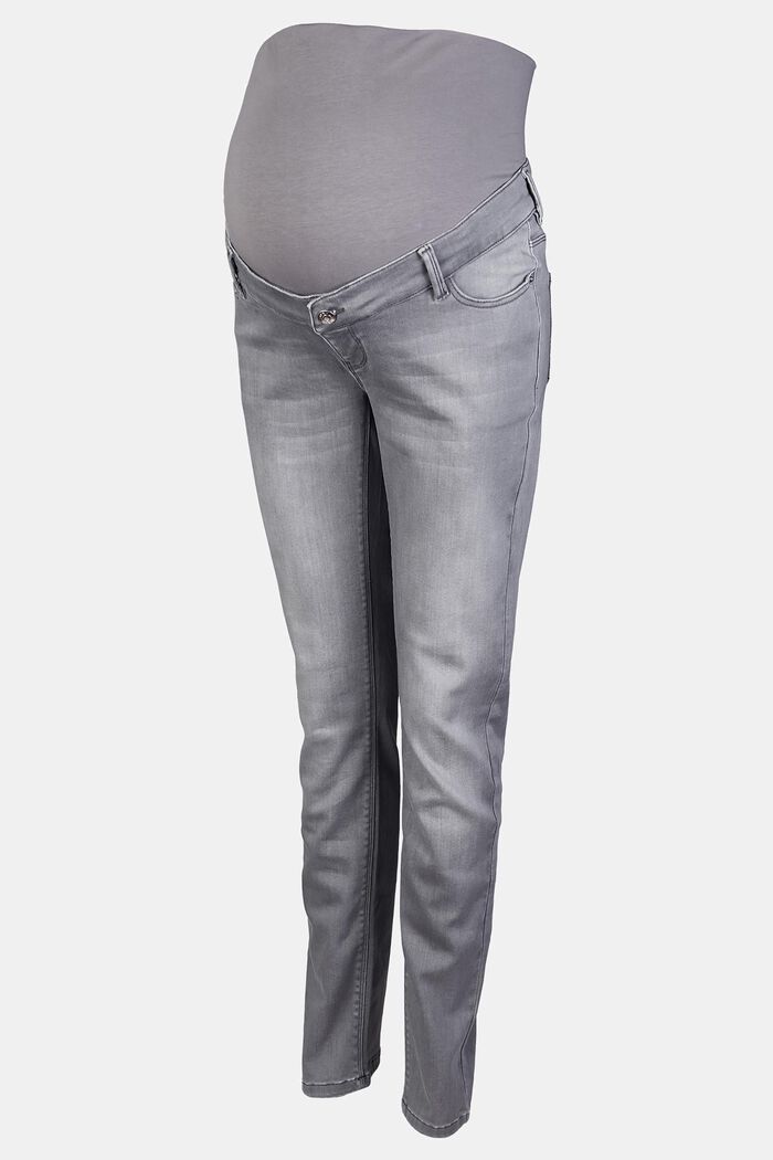 Soft jeans with an over-bump waistband, GREY DENIM, overview
