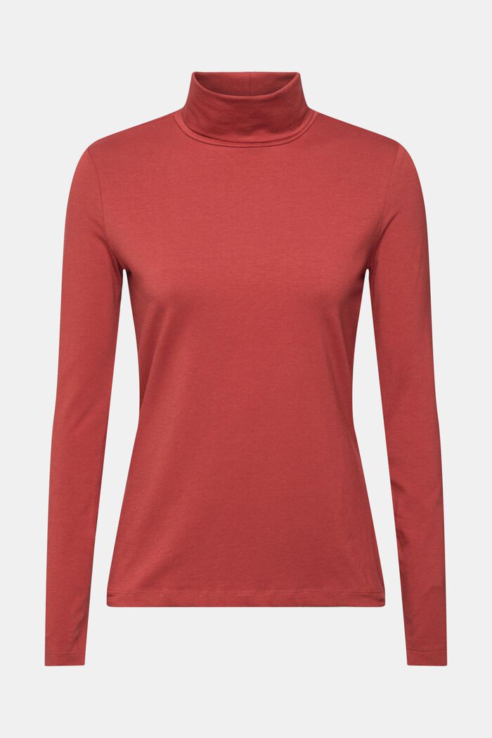 Roll Neck Long Sleeve Top, TERRACOTTA, detail image number 2