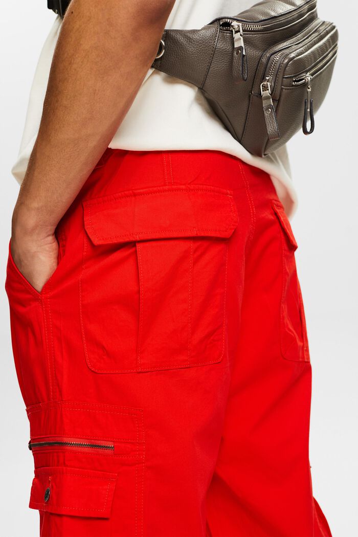 Twill Straight Cargo Pants, RED, detail image number 3
