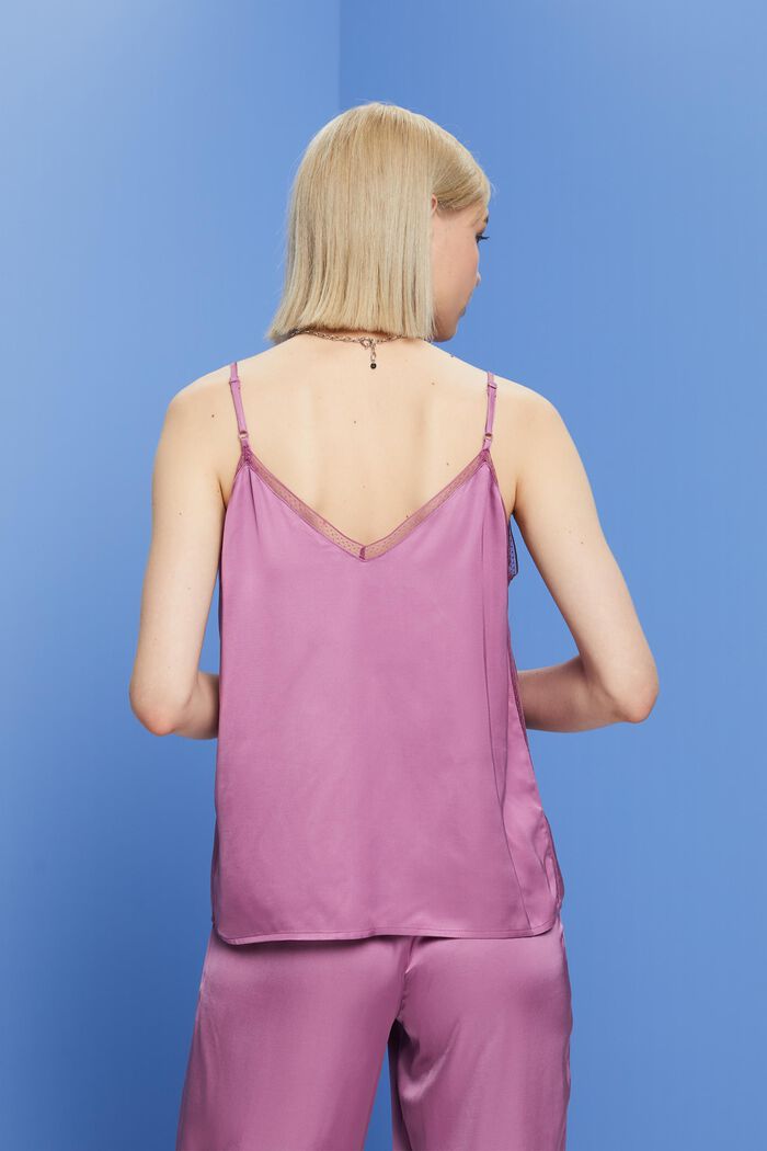 Satin camisole with lace trim, LENZING™ ECOVERO™, VIOLET, detail image number 3