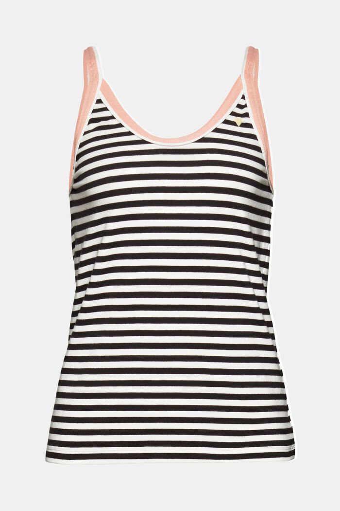 Striped strappy top made of blended cotton, BLACK, overview