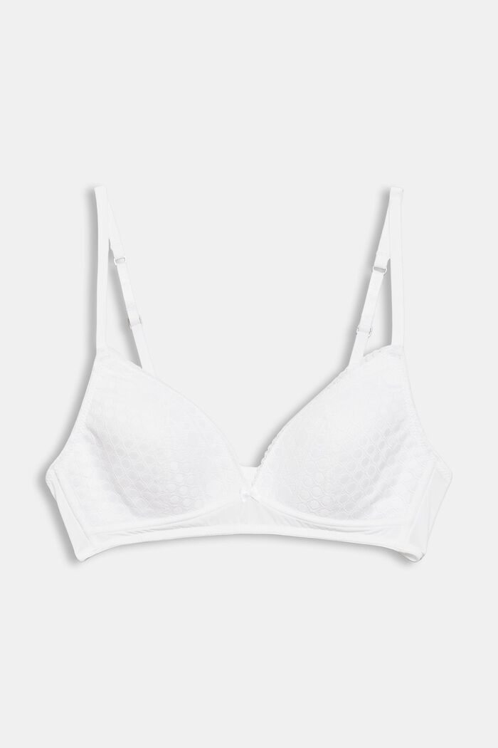Recycled: padded bra with lace, WHITE, overview