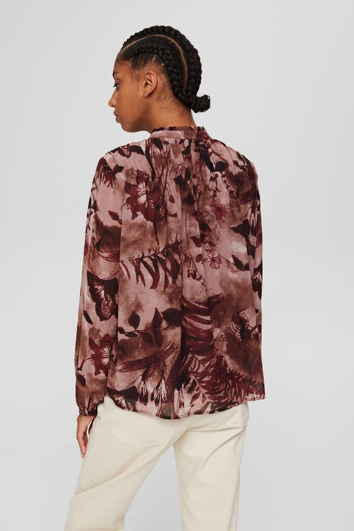 Recycled: chiffon blouse with a floral print, OLD PINK, detail image number 3