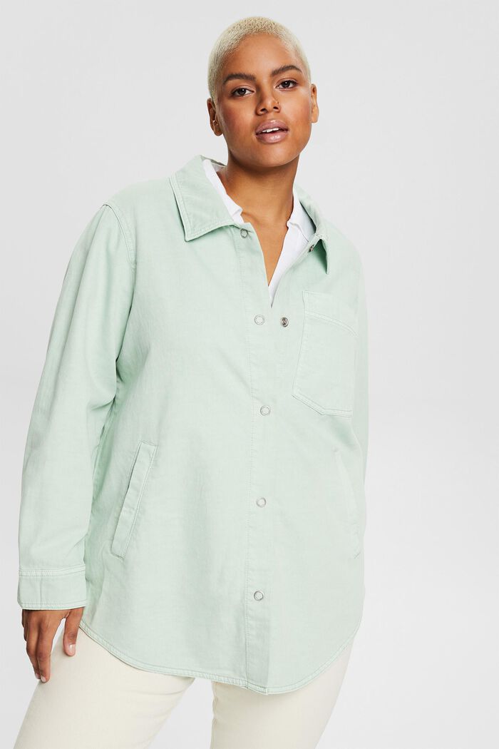 CURVY overshirt made with TENCEL™, DUSTY GREEN, detail image number 0