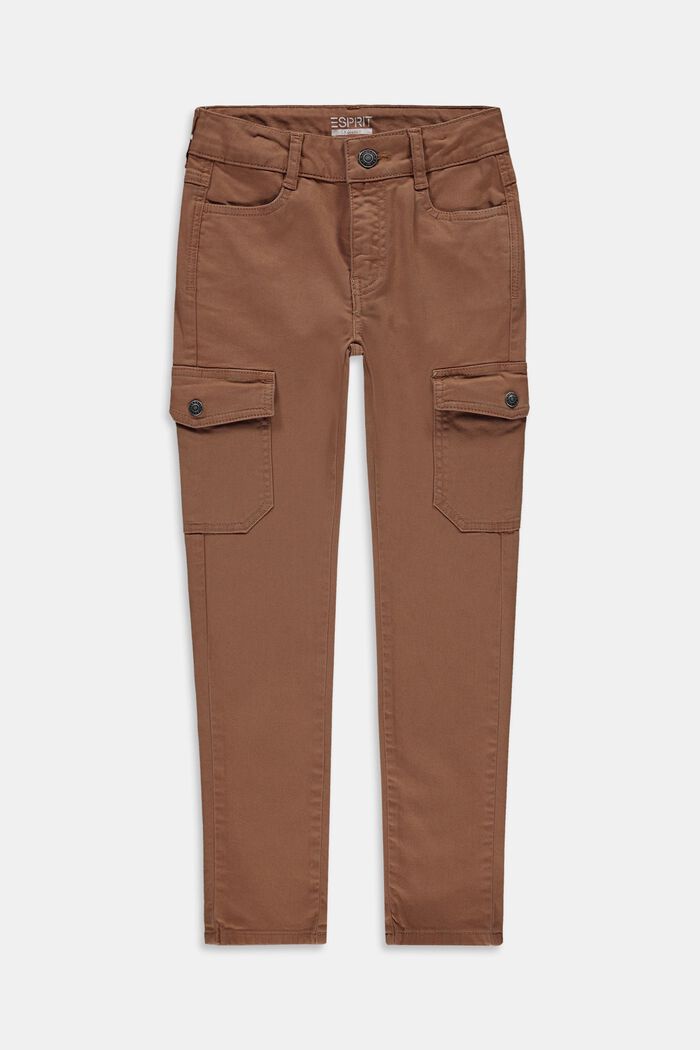 Cotton cargo trousers with an adjustable waistband, CARAMEL, detail image number 0