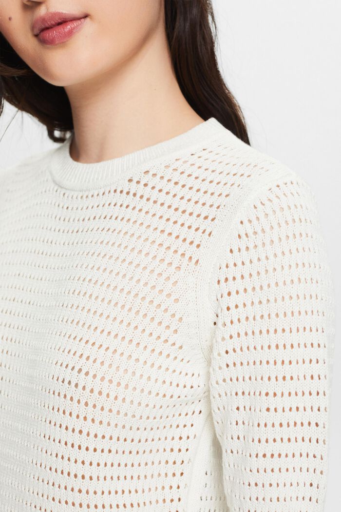 Mesh Short-Sleeve Sweater, OFF WHITE, detail image number 3