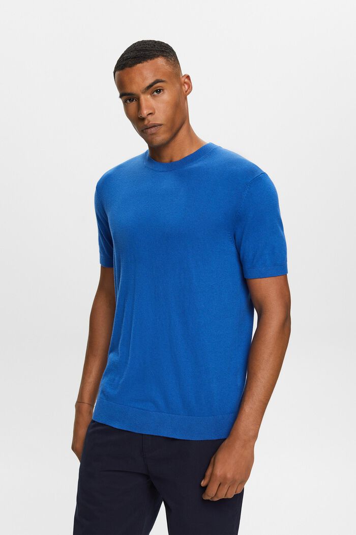 Short sleeve jumper with cashmere, BRIGHT BLUE, detail image number 0