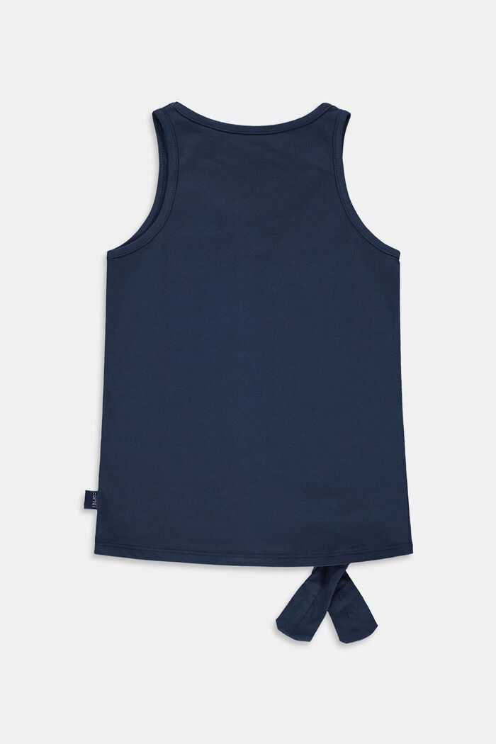 Sleeveless top with print and knot details, PETROL BLUE, detail image number 1