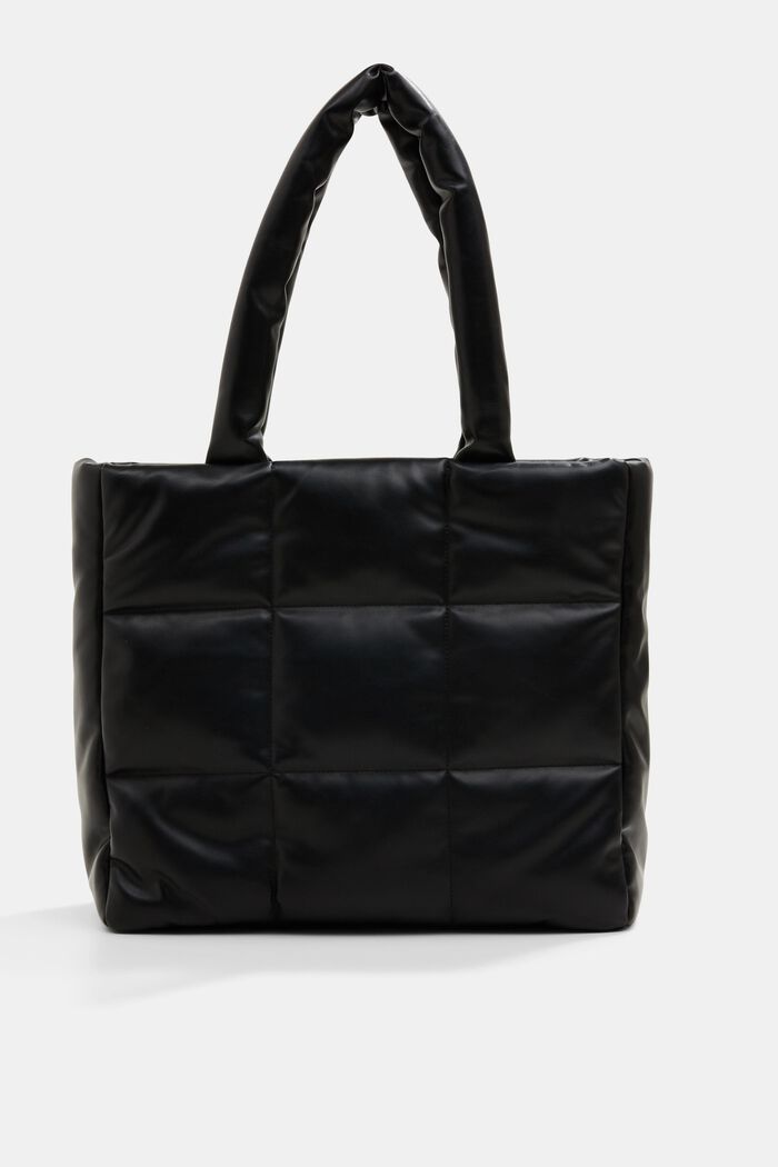 Quilted faux leather shopper