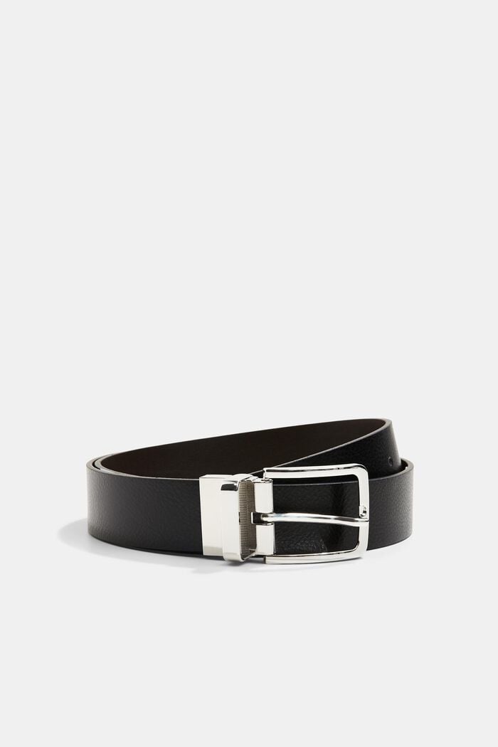 Leather belt with a metal buckle, BLACK, overview