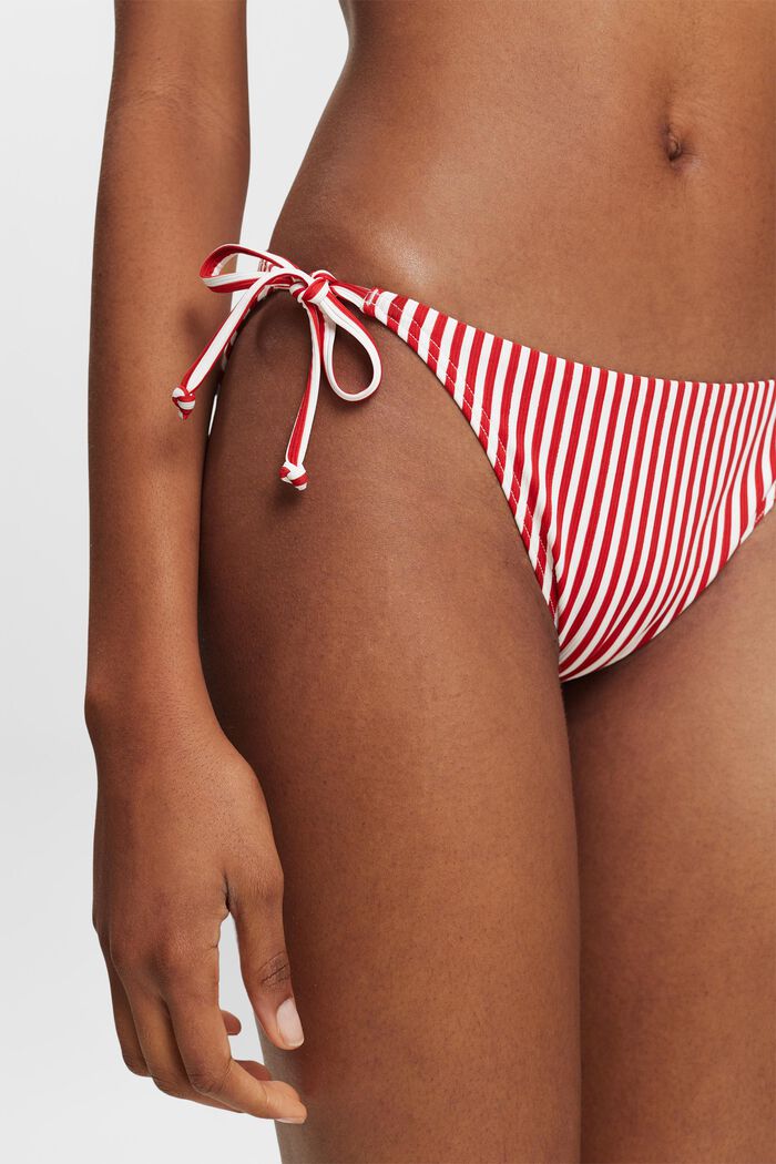 Striped Side-Tie Bikini Bottoms, DARK RED, detail image number 2