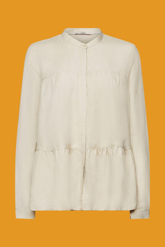 Linen blend blouse, LIGHT TAUPE, detail image number 6
