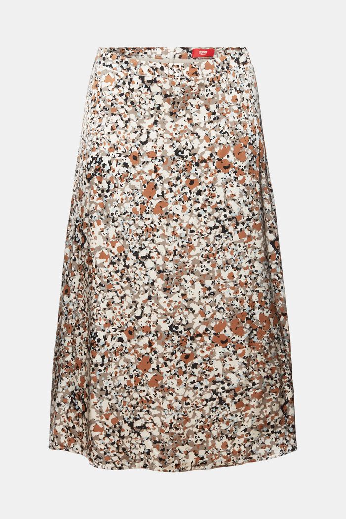 Patterned Satin Midi Skirt, LENZING™ ECOVERO™, BROWN, detail image number 8