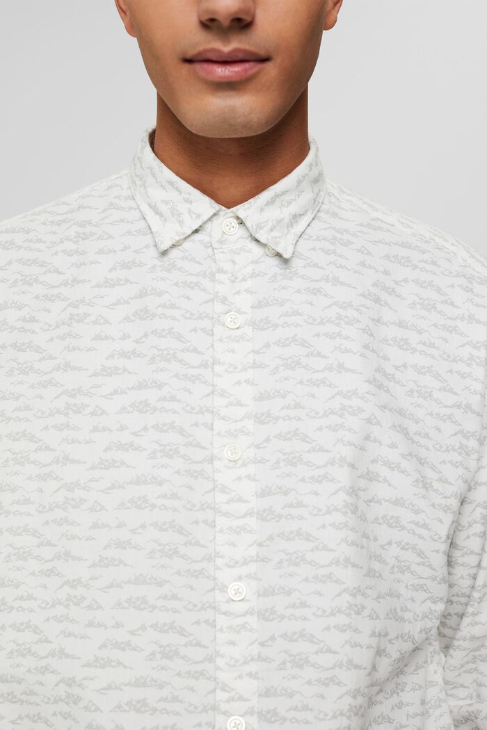 Cotton shirt with a print, OFF WHITE, detail image number 2