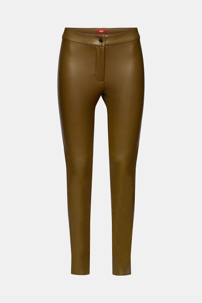 Faux leather trousers, DARK KHAKI, detail image number 6