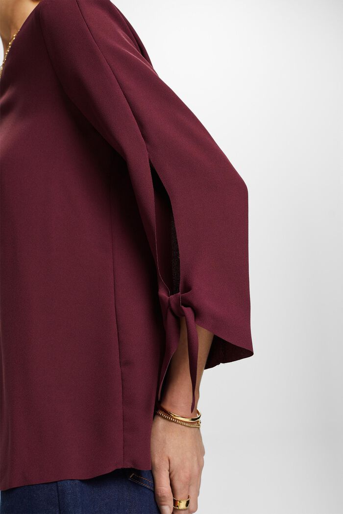 Stretch blouse with open edges, AUBERGINE, detail image number 2