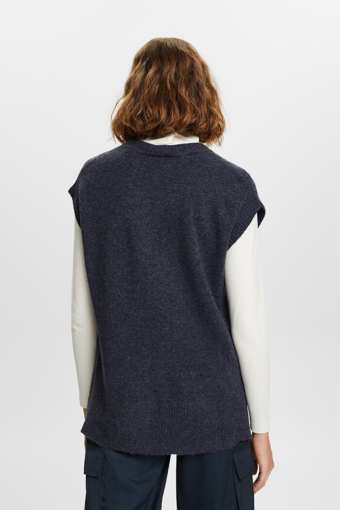 Wool Blend Knit Vest, NAVY BLUE, detail image number 3