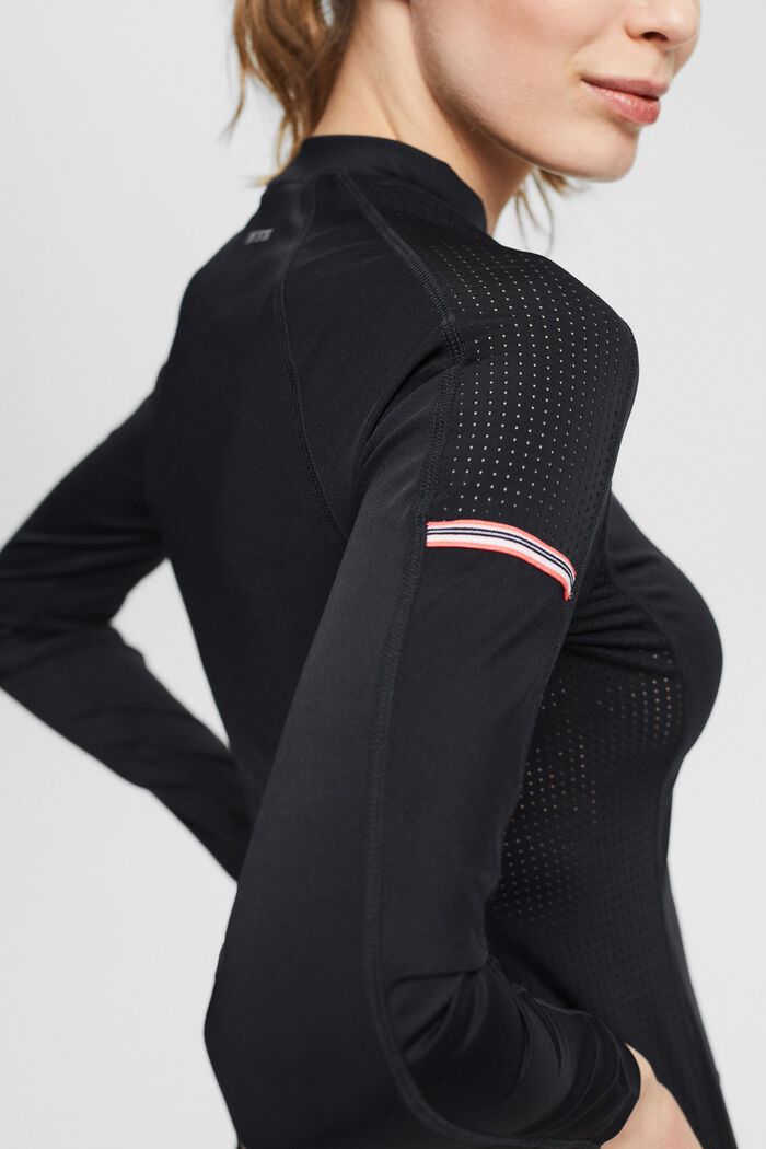 Functional long sleeve top with a zip, BLACK, detail image number 2
