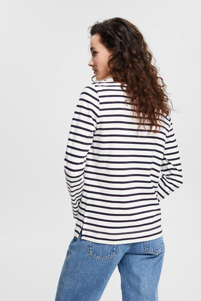 Striped long sleeve top with a breast pocket, OFF WHITE, detail image number 3