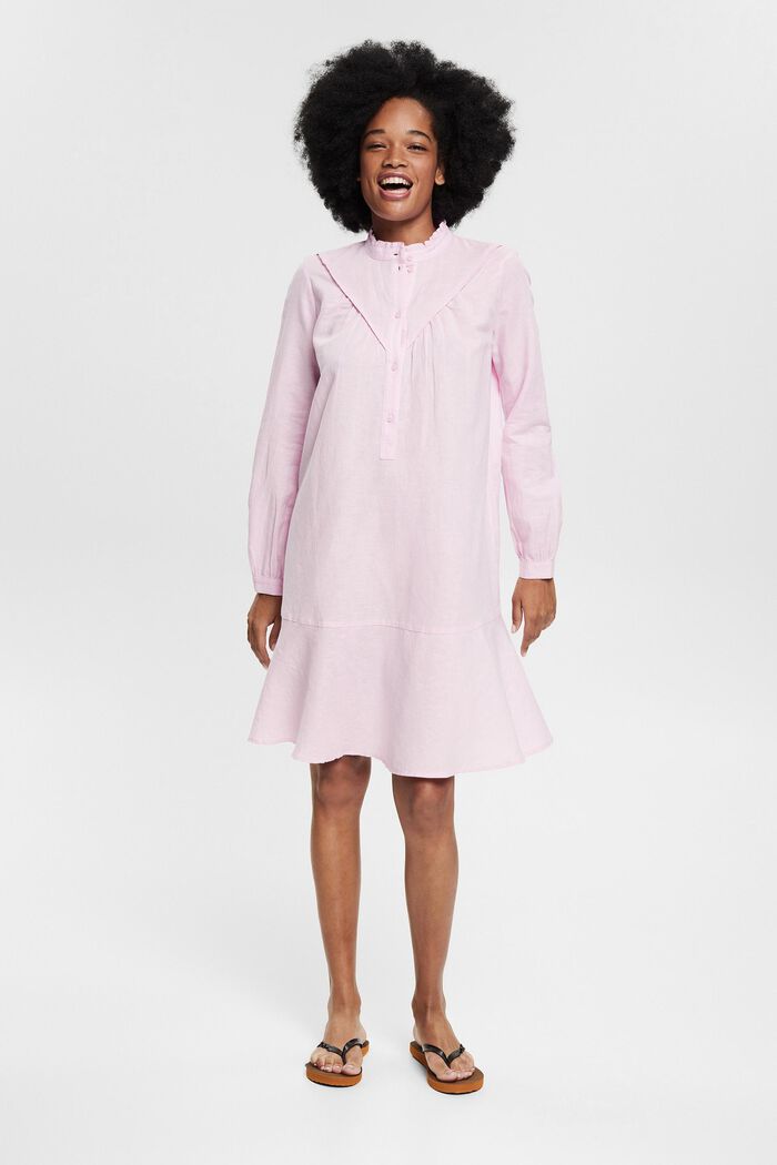 Dress in blended linen, PINK, detail image number 5