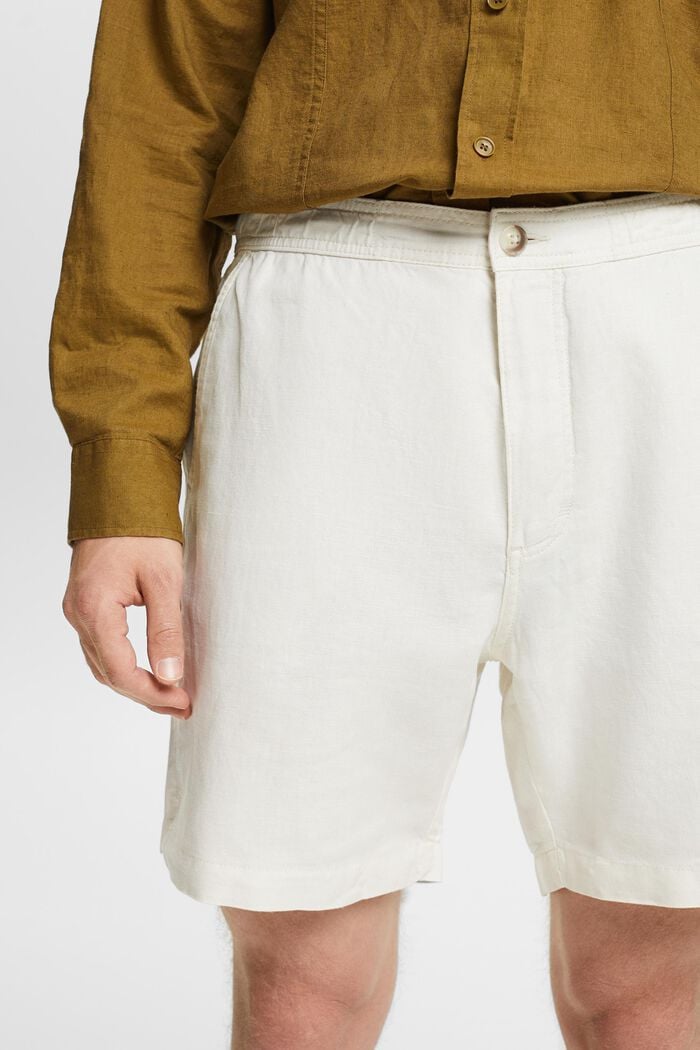 Cotton-Linen Bermuda Shorts, OFF WHITE, detail image number 4