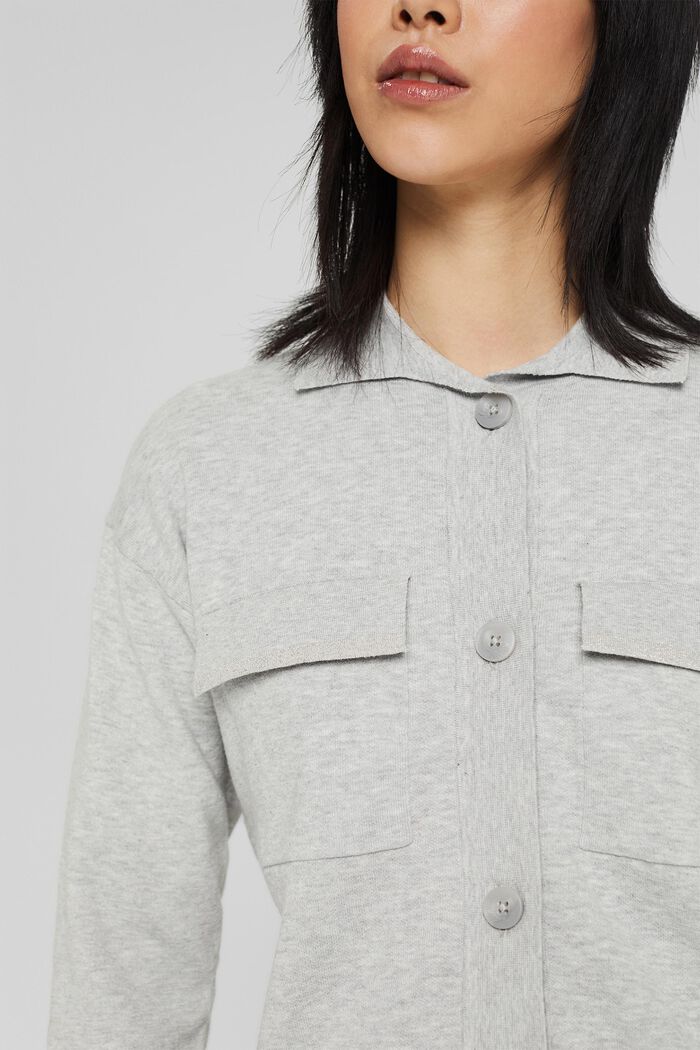Cardigan with a turn-down collar and pockets, LIGHT GREY, detail image number 2