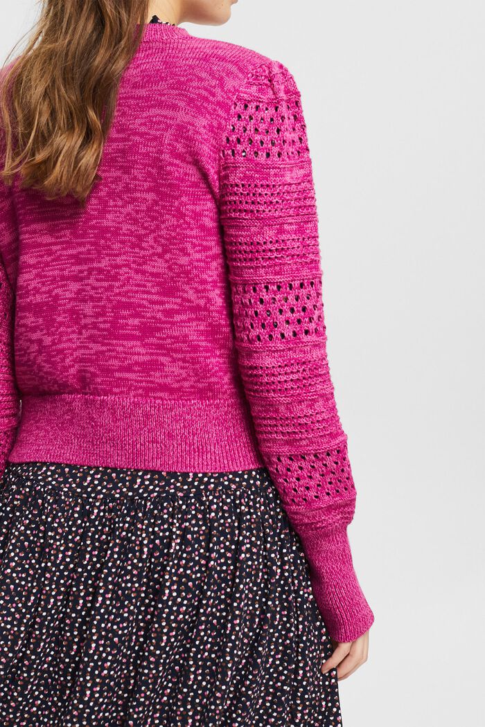Jumper with openwork elements, PINK FUCHSIA, detail image number 2