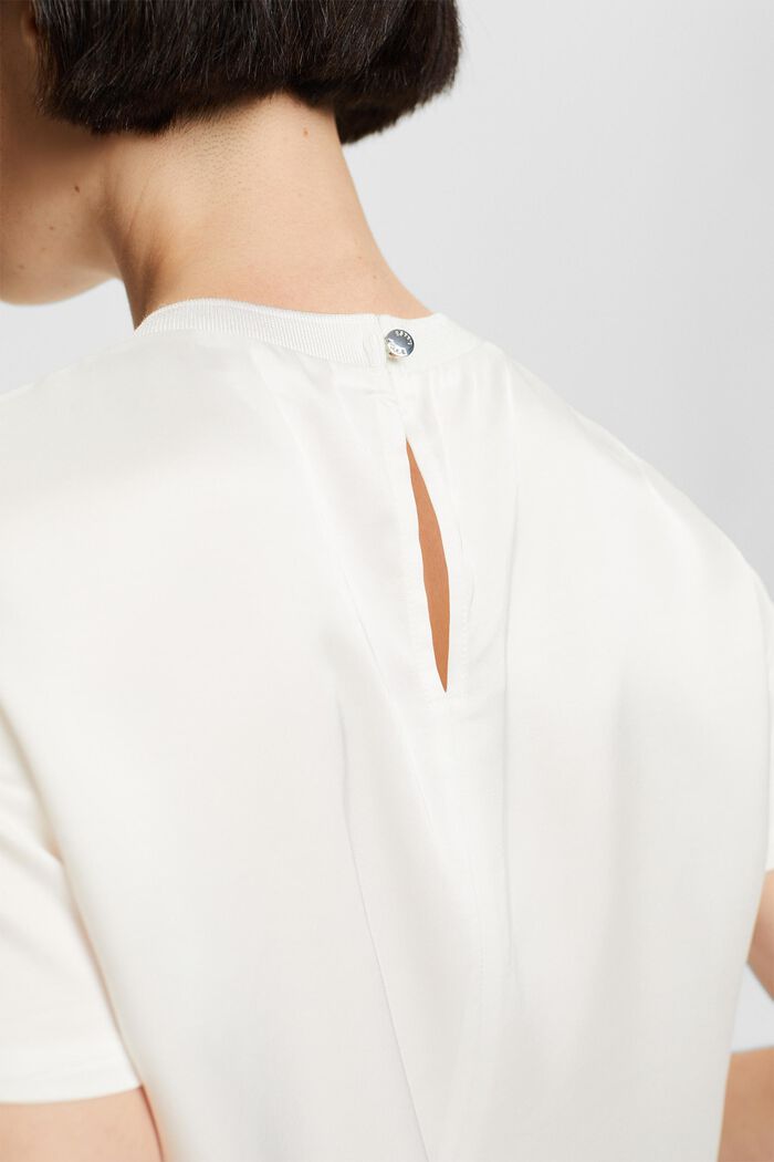 Short-sleeve satin blouse, OFF WHITE, detail image number 2