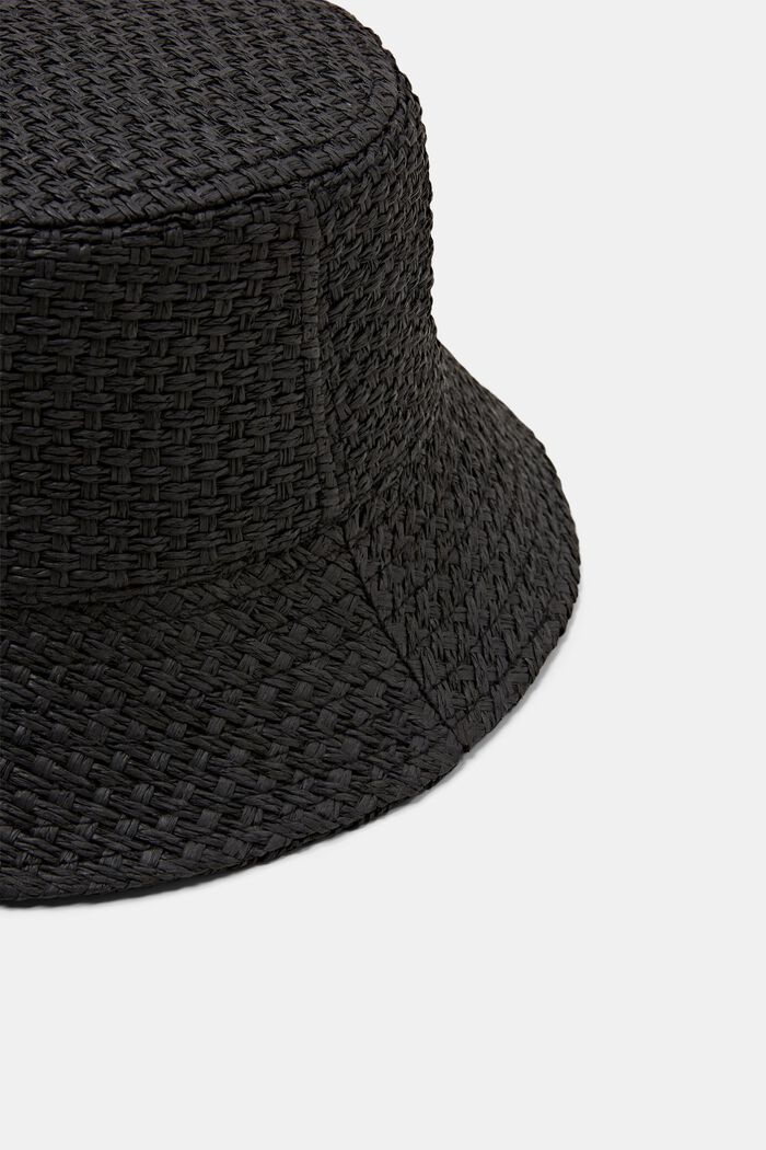 Basket Weave Bucket Hat, BLACK, detail image number 1