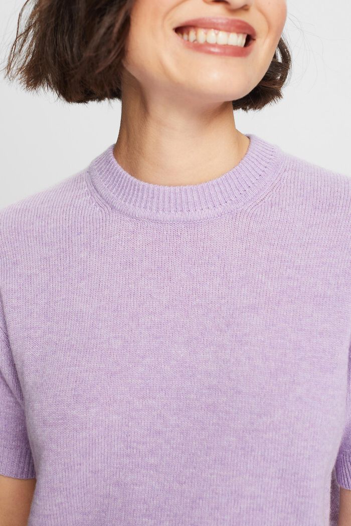 Short-Sleeve Sweater, LAVENDER, detail image number 3
