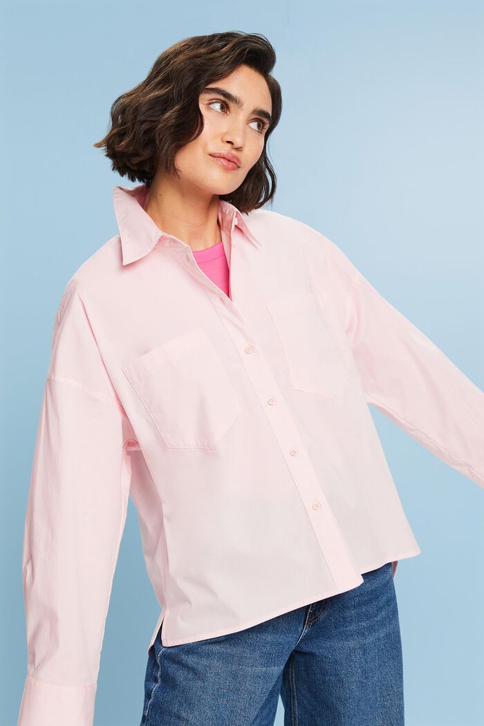 Cotton-Poplin Button-Down Shirt, PASTEL PINK, detail image number 4