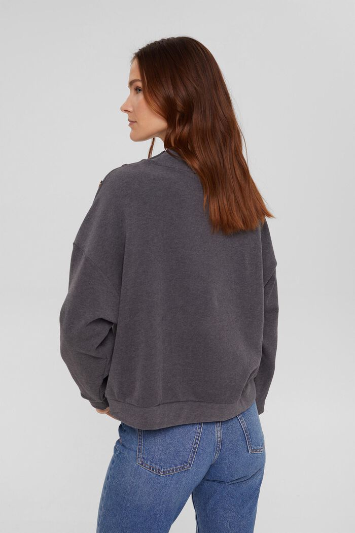 Sweatshirt with a stand-up collar and buttons, ANTHRACITE, detail image number 3