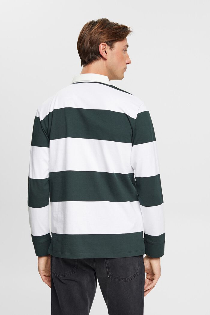 Long-sleeved polo shirt with stripes, DARK TEAL GREEN, detail image number 3