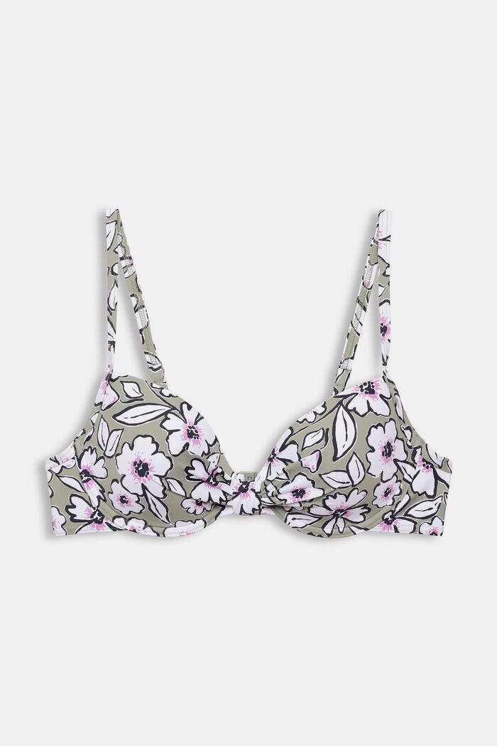 Made of recycled material: padded underwire top with a print
