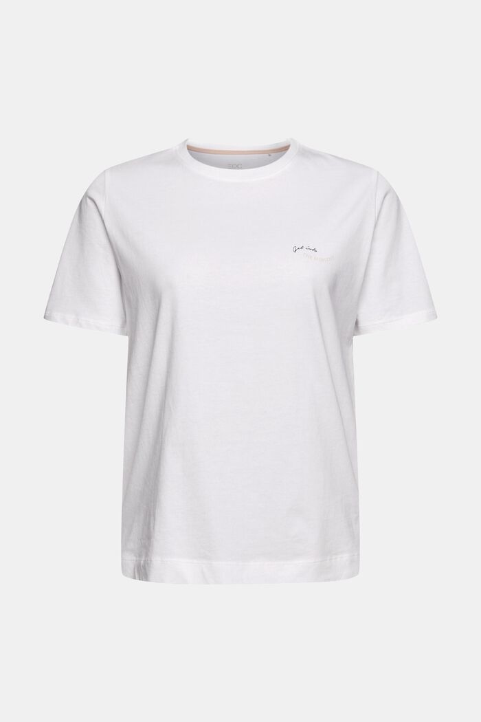 T-shirt with a small print, organic cotton, WHITE, overview