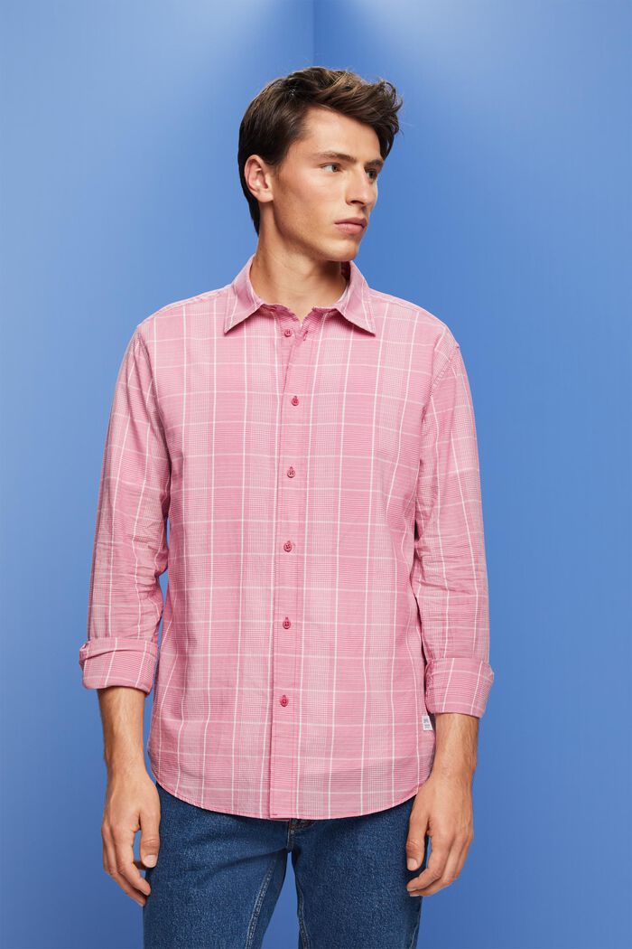 Lightweight check shirt, 100% cotton, DARK PINK, detail image number 0