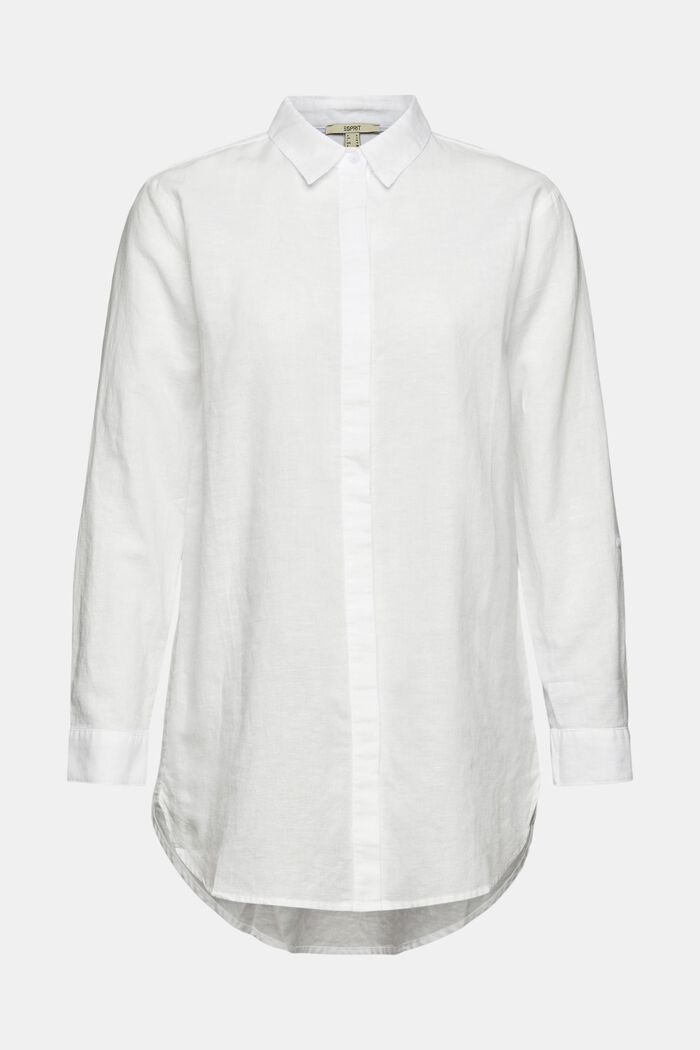 Made of blended linen: oversized blouse, WHITE, detail image number 7