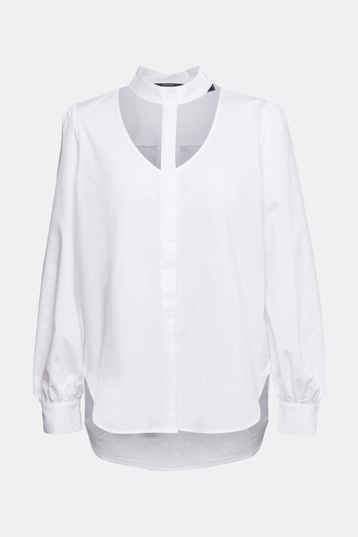 shirt blouse with cut-out, WHITE, overview