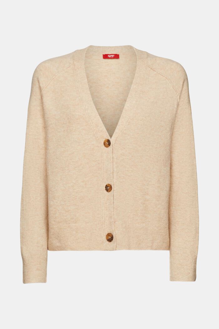 Buttoned V-neck cardigan, wool blend, SAND, detail image number 6