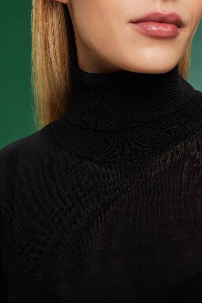 Long-Sleeve Turtleneck Sweater, BLACK, detail image number 3