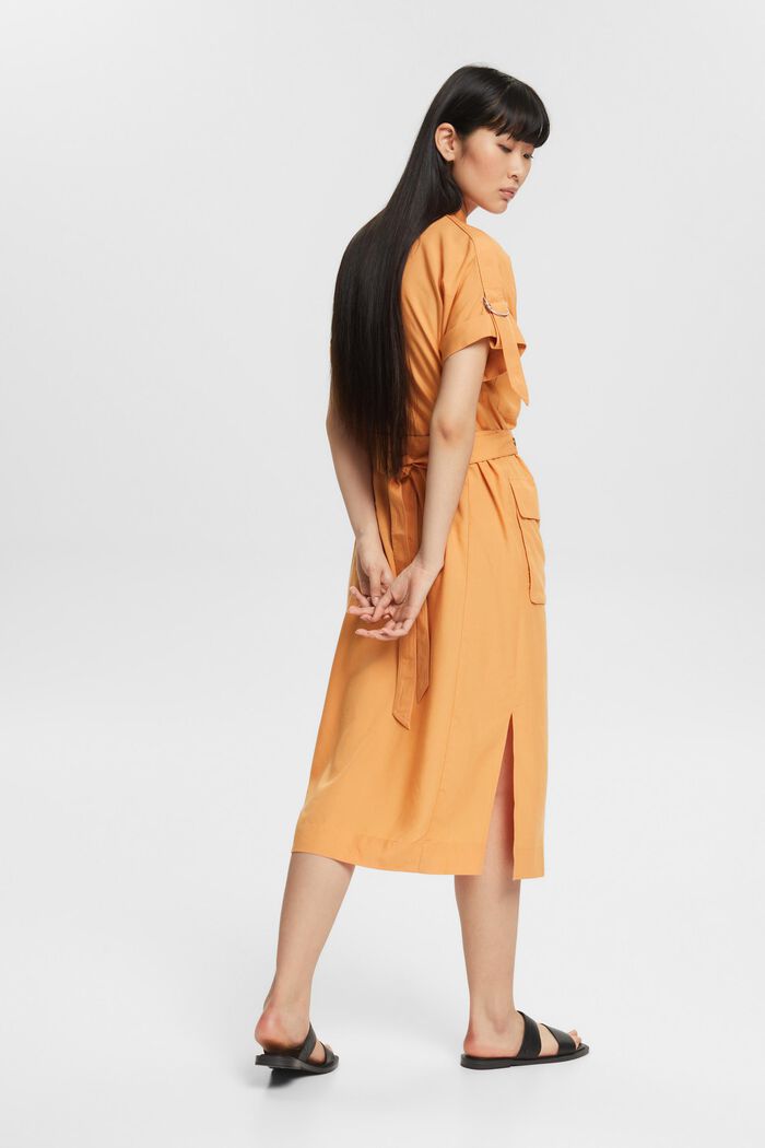 Blended linen: shirt dress with a belt, PEACH, detail image number 3
