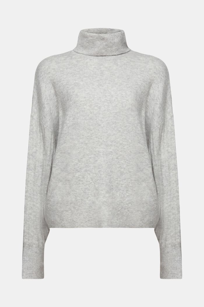 Wool Blend Turtleneck Sweater, LIGHT GREY, detail image number 6