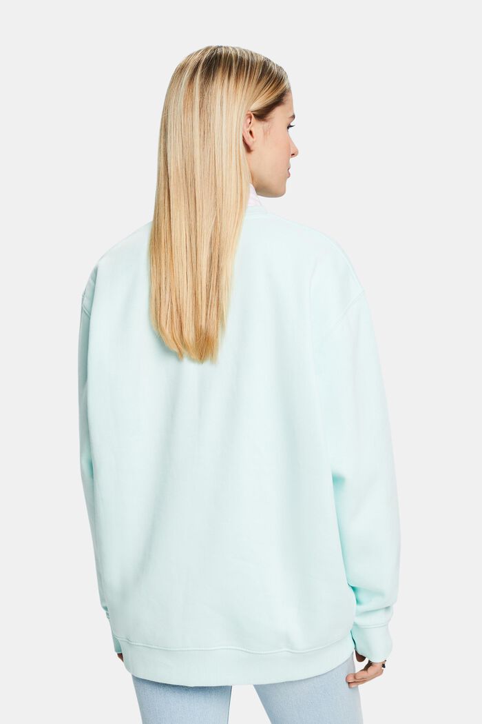 Cotton Blend Pullover Sweatshirt, LIGHT AQUA GREEN, detail image number 3